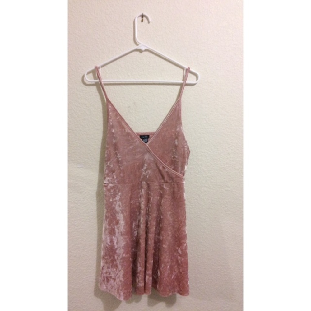 Pink crushed velvet dress